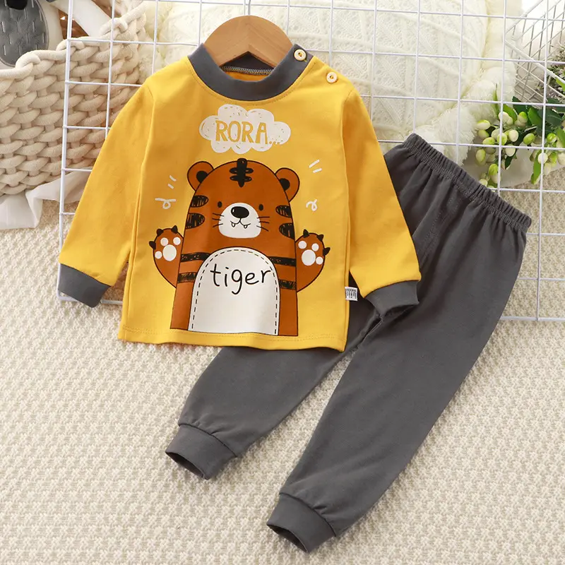 Children's Underwear Set Pure Cotton New Boys Autumn Pajamas Female Baby Autumn Clothes Autumn Pants Home Clothes Children's Clothing Wholesale