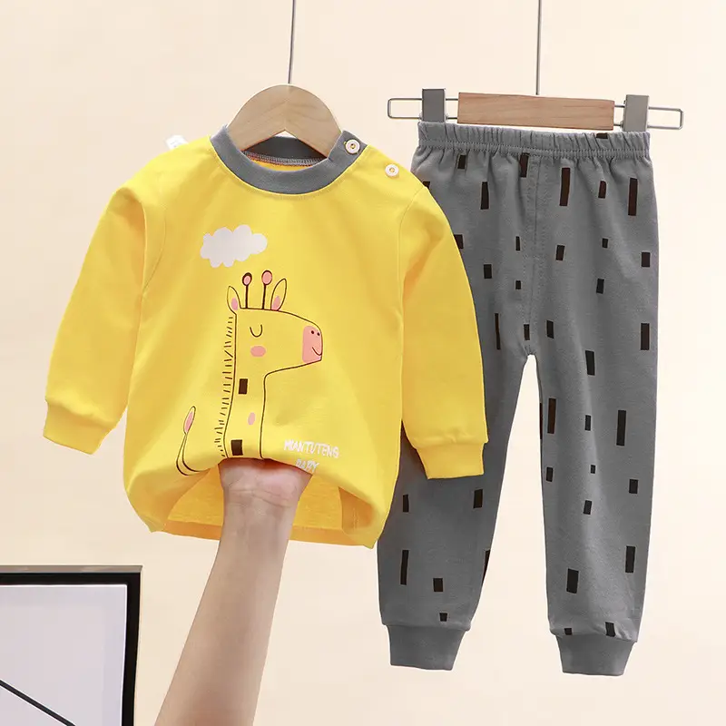 Children's Underwear Set Pure Cotton New Boys Autumn Pajamas Female Baby Autumn Clothes Autumn Pants Home Clothes Children's Clothing Wholesale