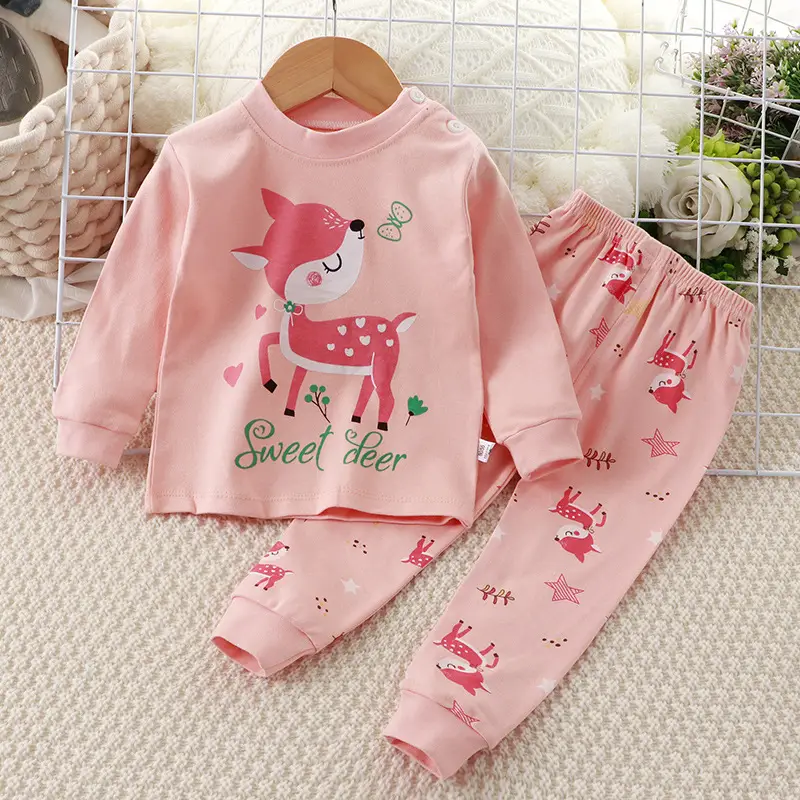Children's Underwear Set Pure Cotton New Boys Autumn Pajamas Female Baby Autumn Clothes Autumn Pants Home Clothes Children's Clothing Wholesale