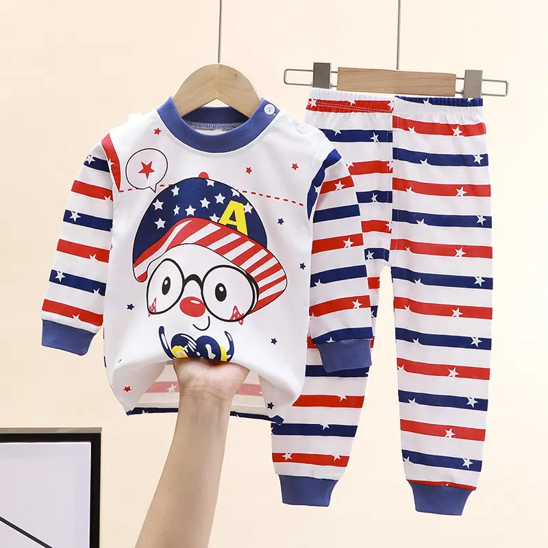 Children's Underwear Set Pure Cotton New Boys Autumn Pajamas Female Baby Autumn Clothes Autumn Pants Home Clothes Children's Clothing Wholesale