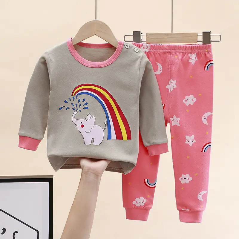 Children's Underwear Set Pure Cotton New Boys Autumn Pajamas Female Baby Autumn Clothes Autumn Pants Home Clothes Children's Clothing Wholesale