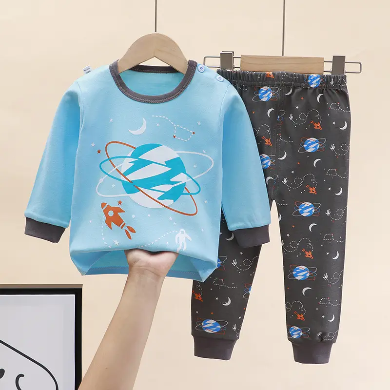 Children's Underwear Set Pure Cotton New Boys Autumn Pajamas Female Baby Autumn Clothes Autumn Pants Home Clothes Children's Clothing Wholesale