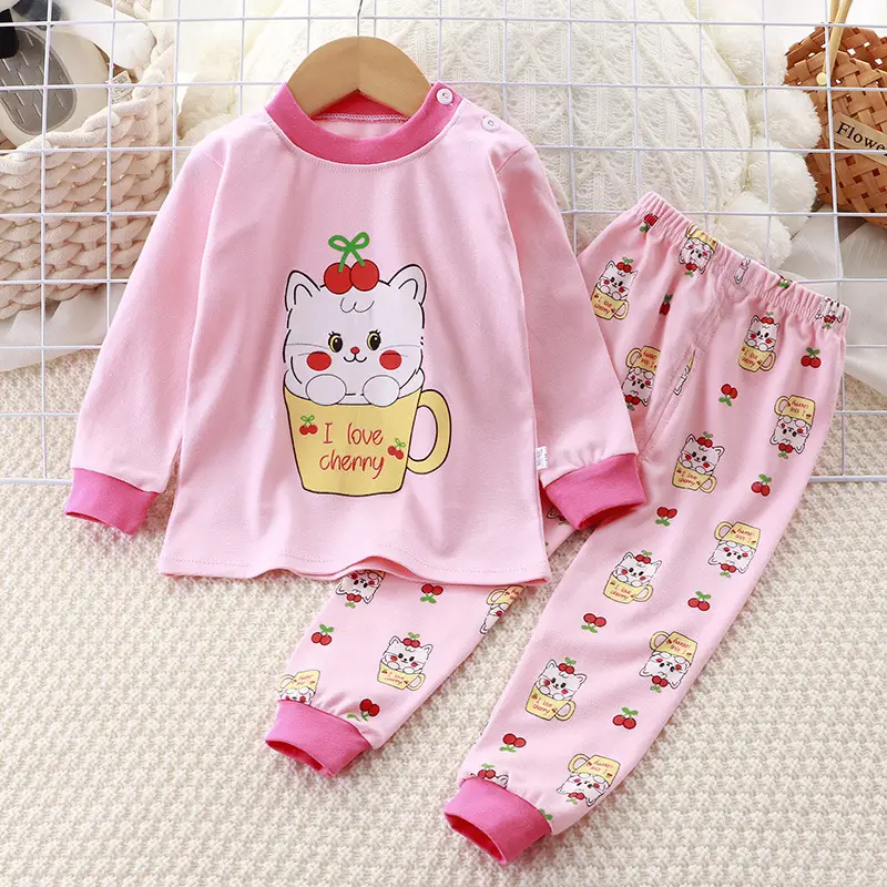 Children's Underwear Set Pure Cotton New Boys Autumn Pajamas Female Baby Autumn Clothes Autumn Pants Home Clothes Children's Clothing Wholesale
