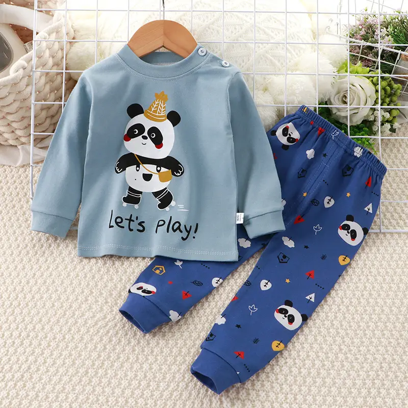 Children's Underwear Set Pure Cotton New Boys Autumn Pajamas Female Baby Autumn Clothes Autumn Pants Home Clothes Children's Clothing Wholesale