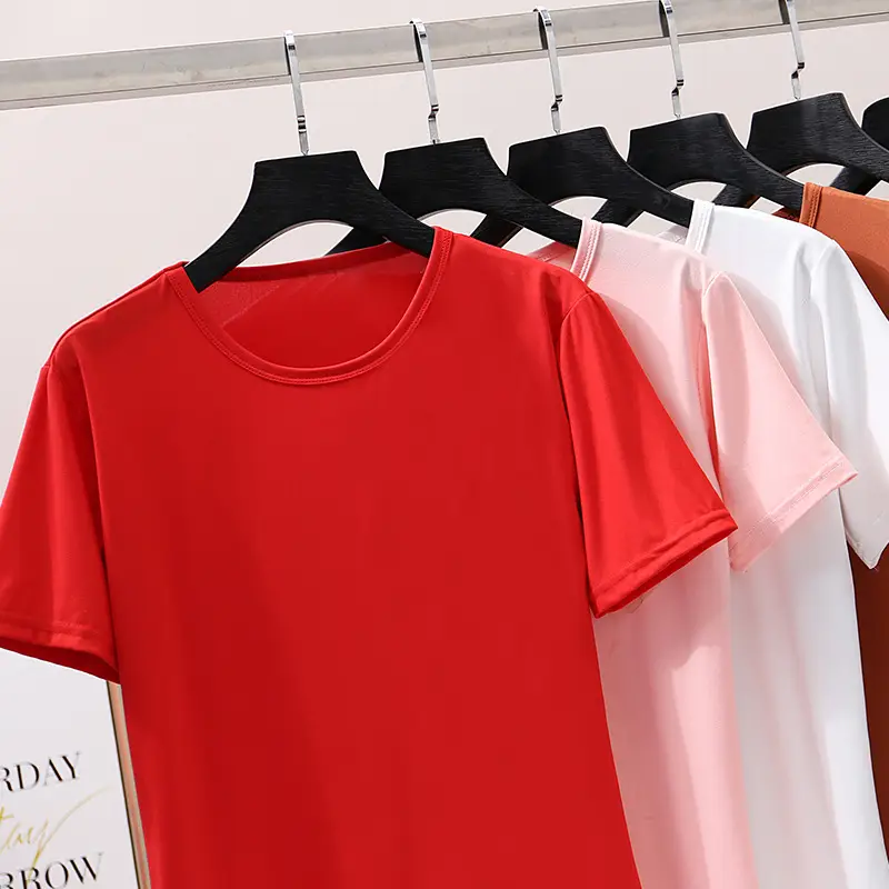 Women Pure Color Slim T-Shirt Short Sleeve Wholesale - Image 6