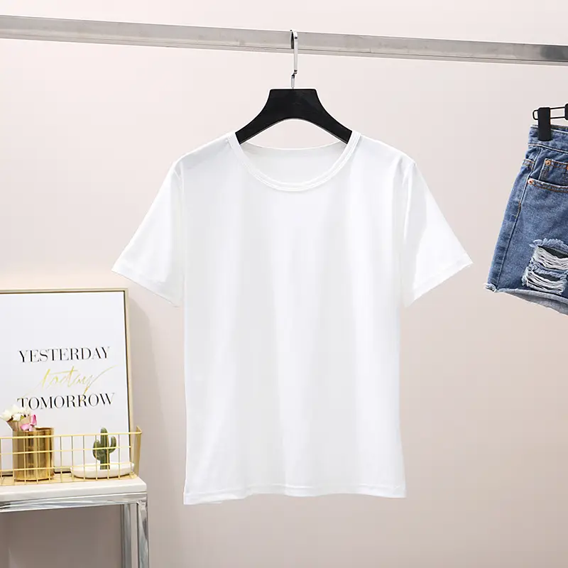 Women Pure Color Slim T-Shirt Short Sleeve Wholesale - Image 3