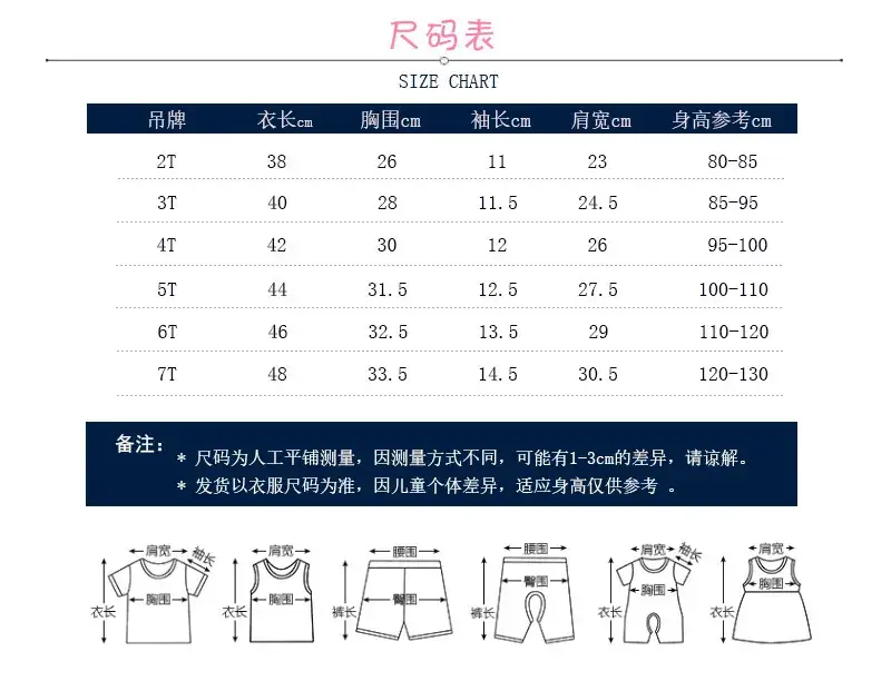 短袖尺码表-男童