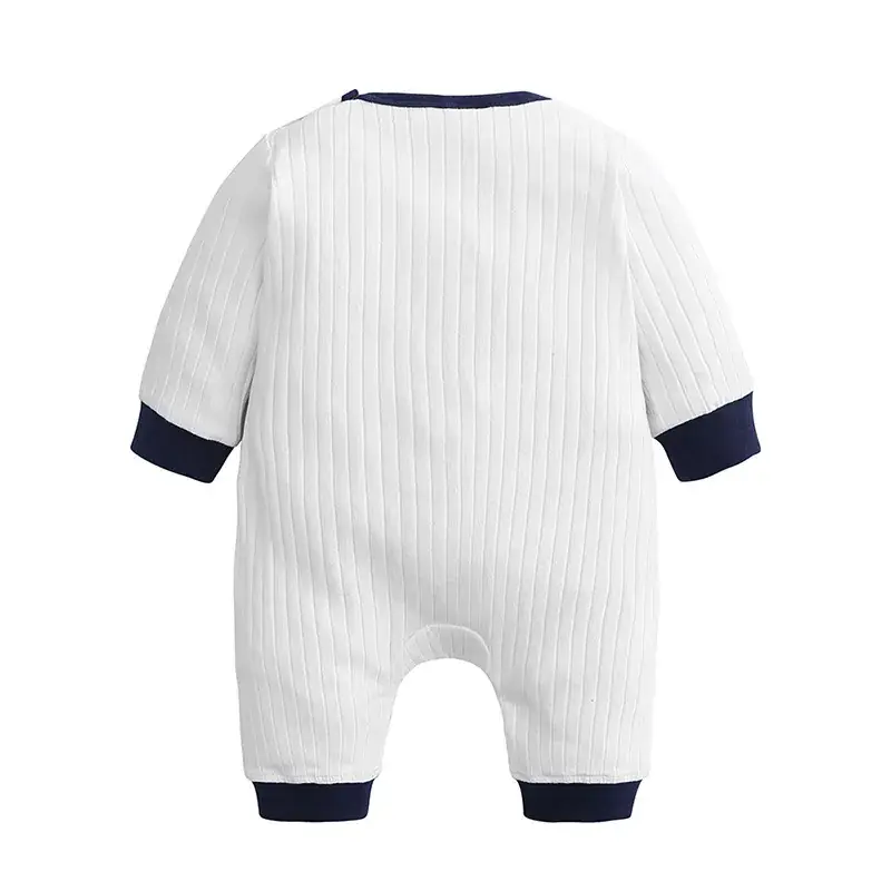 White Cotton Baby Bow Tie Romper for Newborns - Image 5
