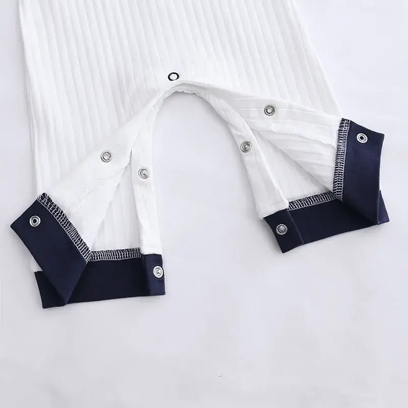 White Cotton Baby Bow Tie Romper for Newborns - Image 6