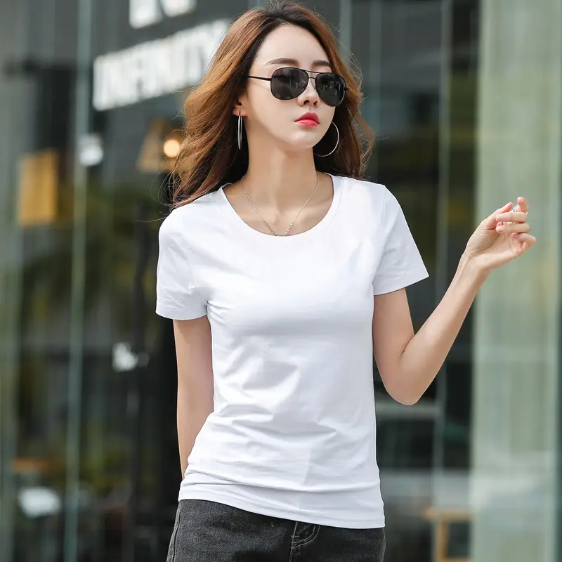 Women V-Neck Slim Fit T-Shirt Mint Green - Image 13