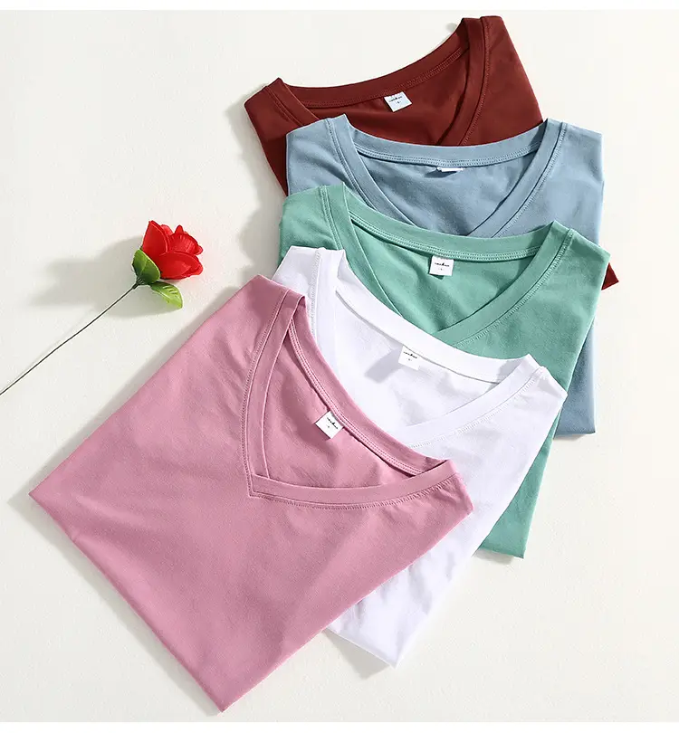 Women V-Neck Slim Fit T-Shirt Mint Green — feature 20