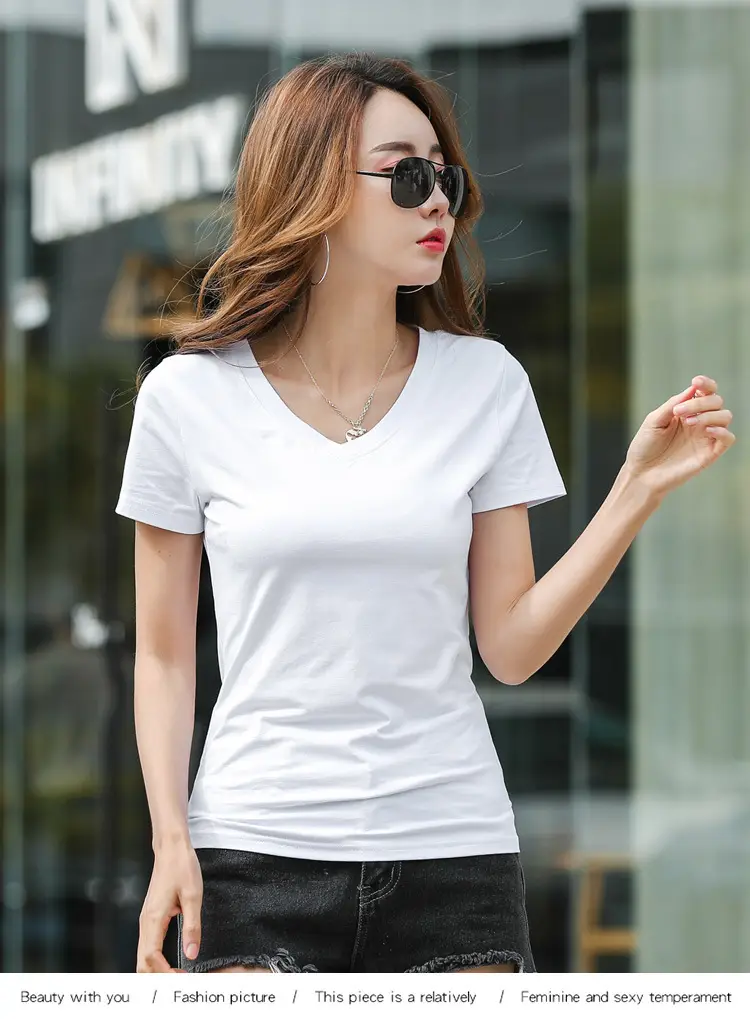 Women V-Neck Slim Fit T-Shirt Mint Green — feature 31