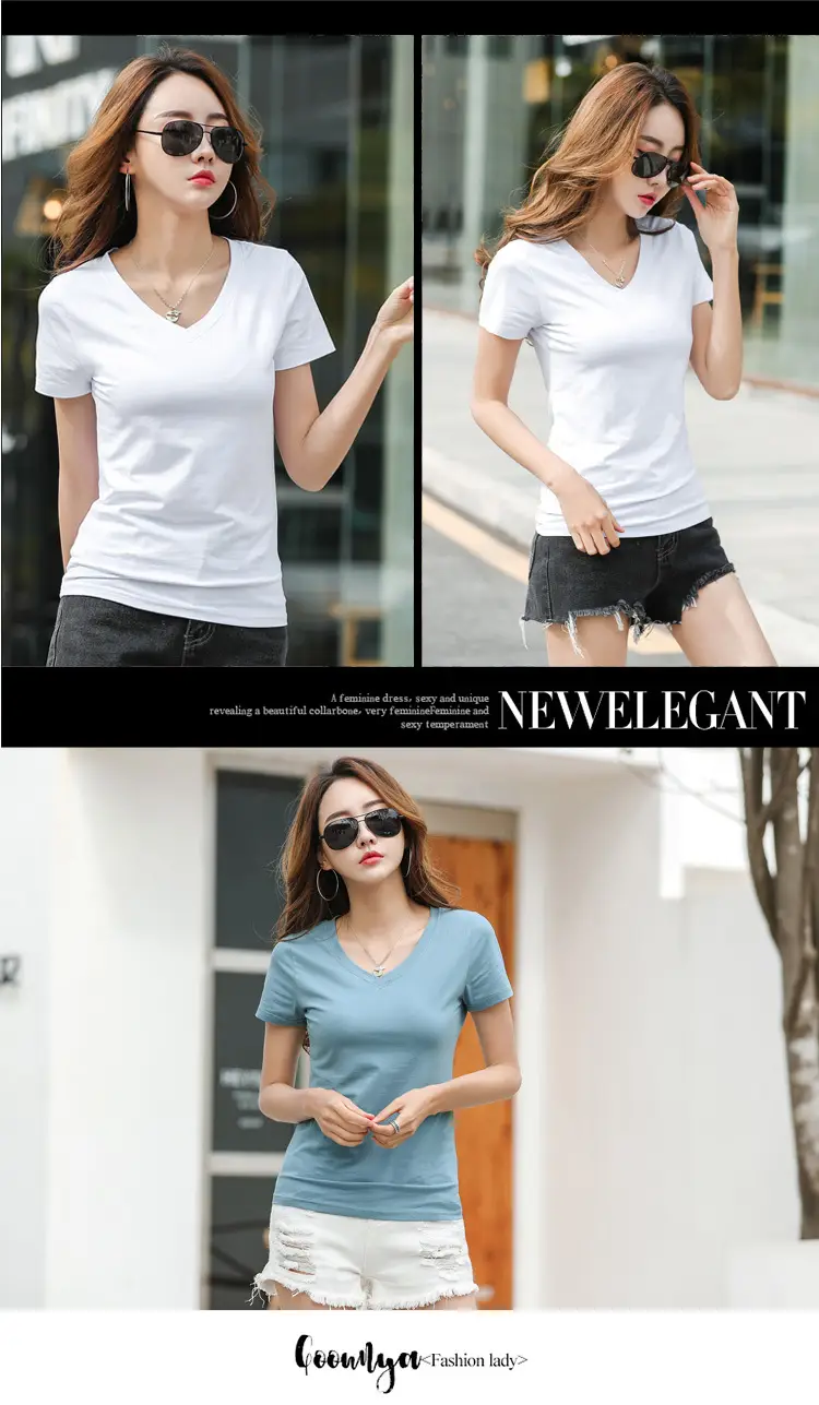 Women V-Neck Slim Fit T-Shirt Mint Green — feature 32