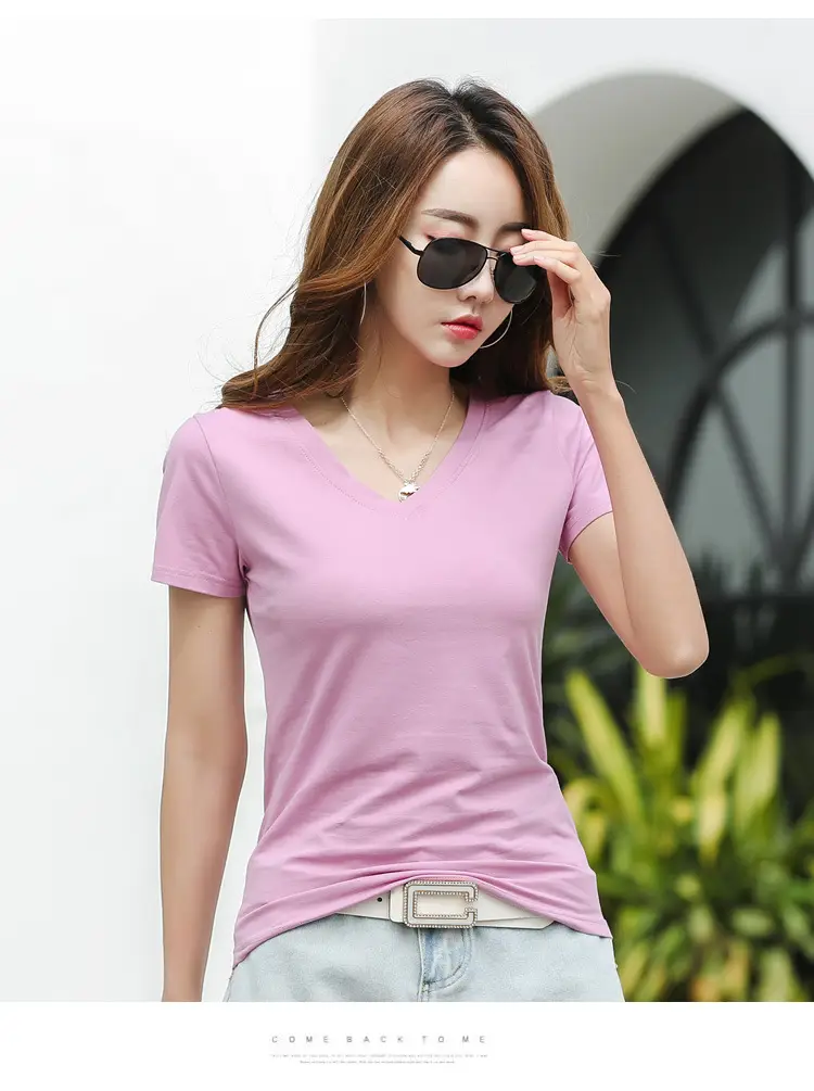 Women V-Neck Slim Fit T-Shirt Mint Green — feature 39