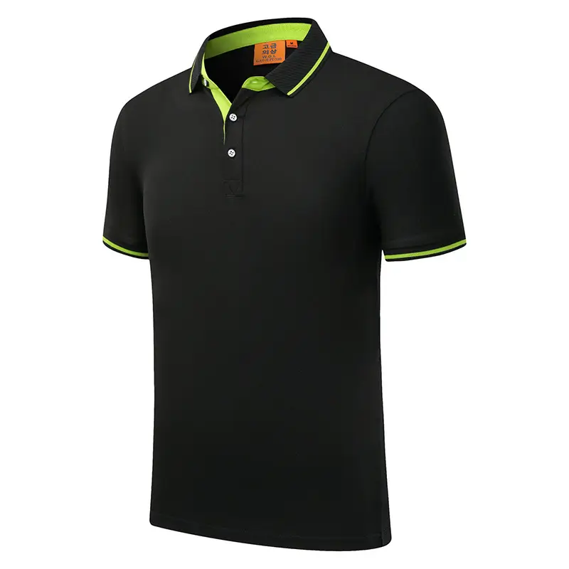 Men Green Polo T-Shirt Button Collar Short Sleeve - Image 4