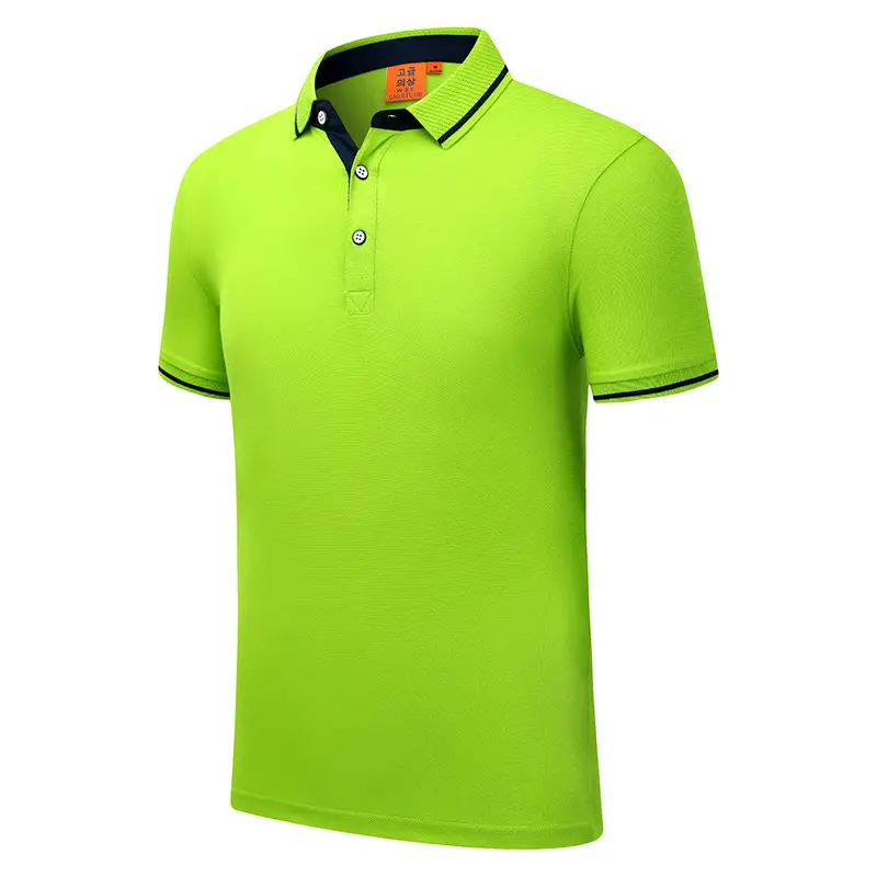 Men Green Polo T-Shirt Button Collar Short Sleeve - Image 8