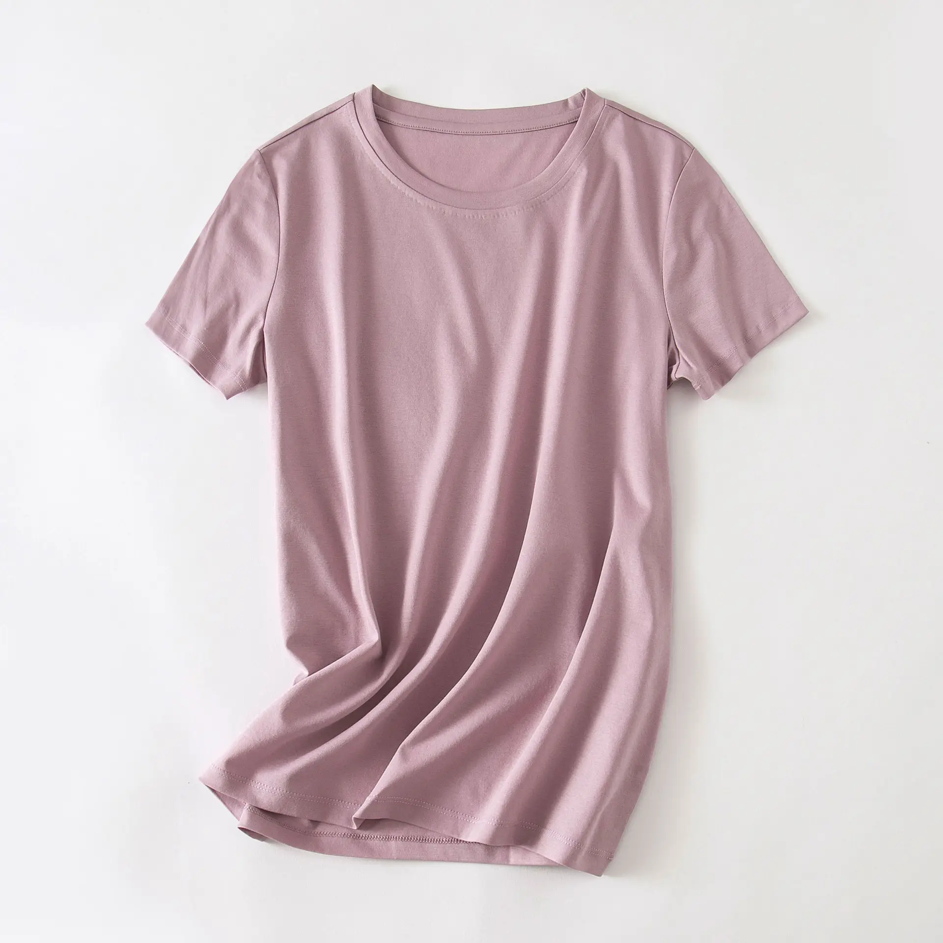 Women Mercerized Cotton V Neck T-Shirt Yellow - Image 12