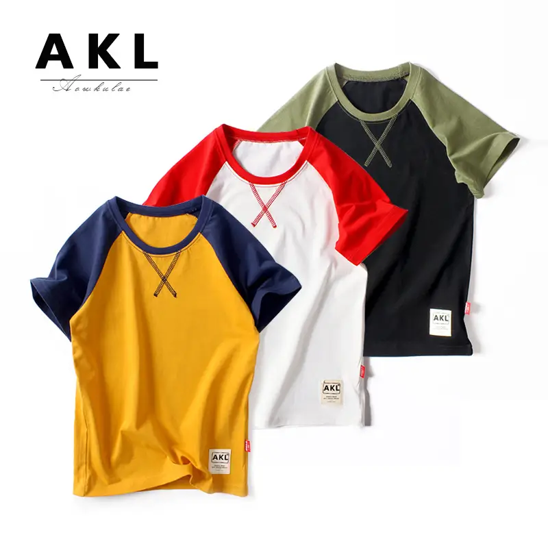 Kids Red White Raglan Sleeve T-Shirt One Piece Wholesale - Image 4