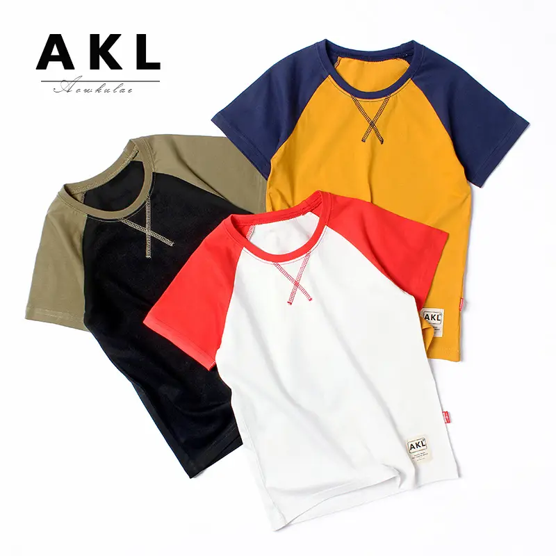 Kids Red White Raglan Sleeve T-Shirt One Piece Wholesale - Image 5