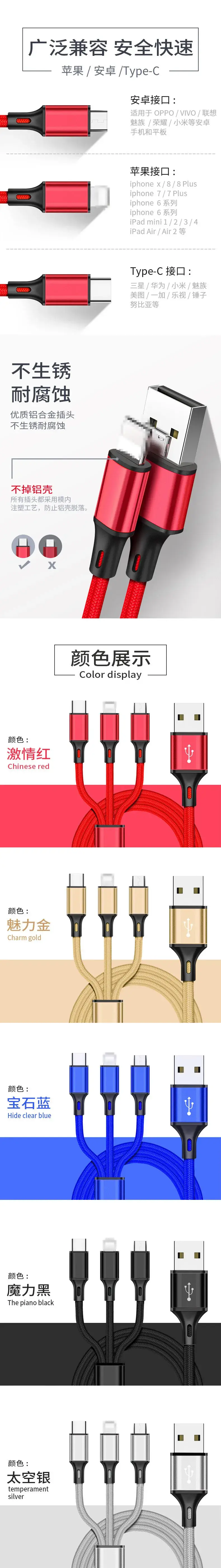 USB Type-C 2.4A Fast Charging Cable Red Nylon Braided — feature 5
