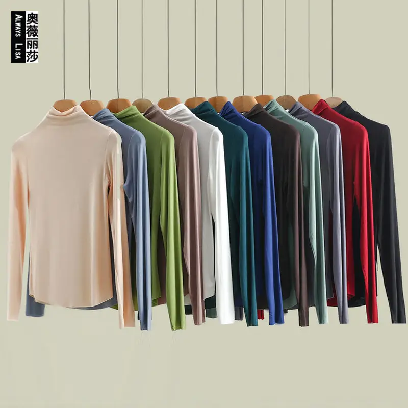 Men Blue High Neck Long Sleeve T-Shirt