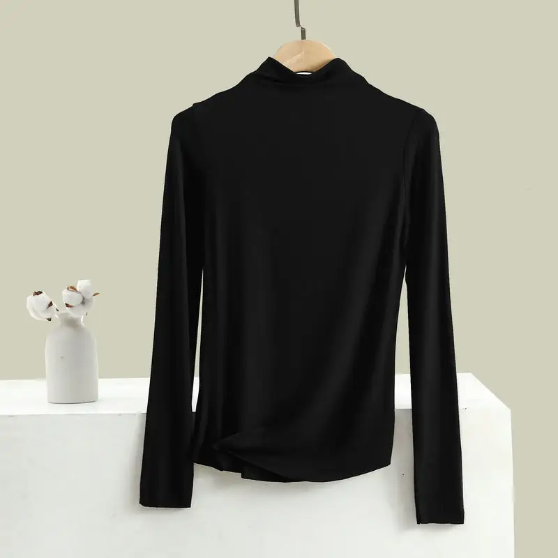 Men Blue High Neck Long Sleeve T-Shirt