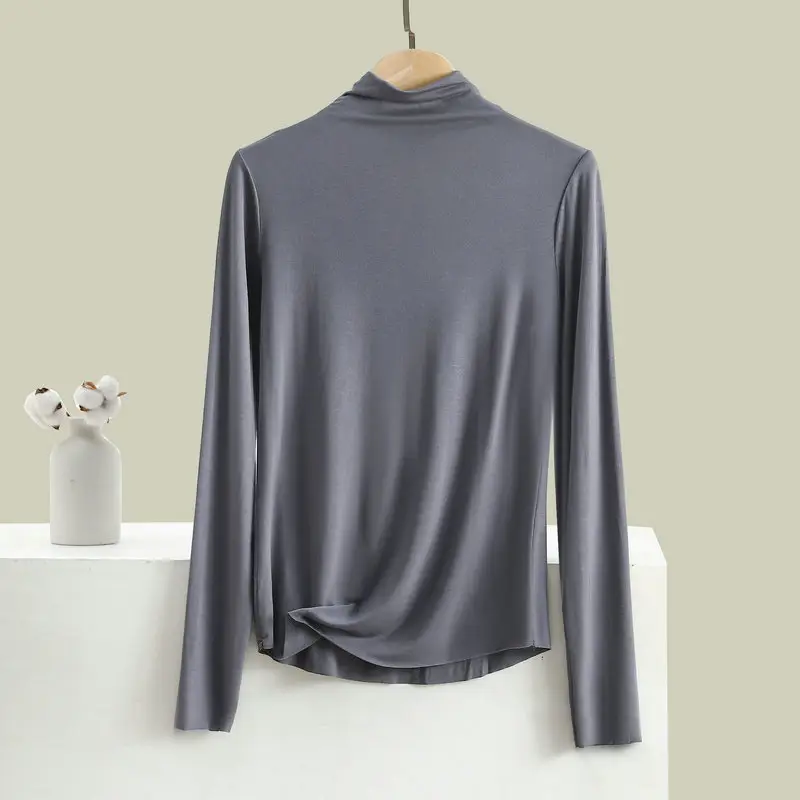 Men Blue High Neck Long Sleeve T-Shirt — feature 14