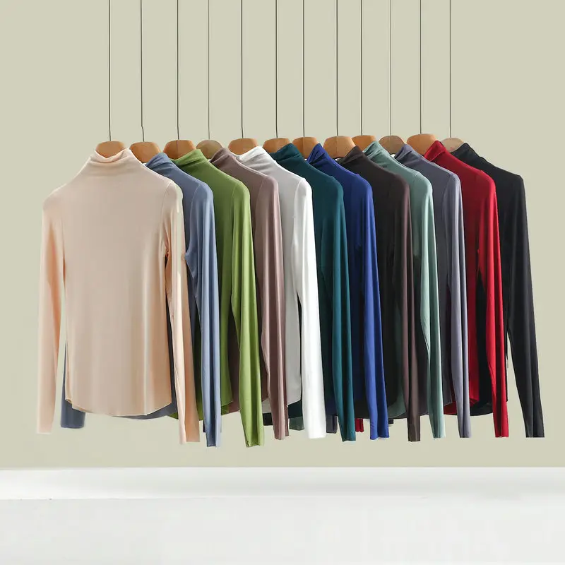 Men Blue High Neck Long Sleeve T-Shirt — feature 2