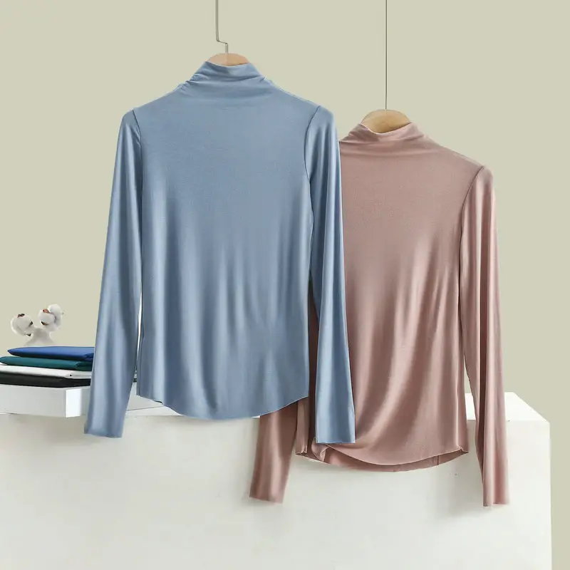 Men Blue High Neck Long Sleeve T-Shirt — feature 3