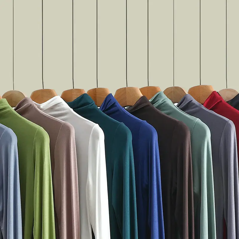 Men Blue High Neck Long Sleeve T-Shirt — feature 5
