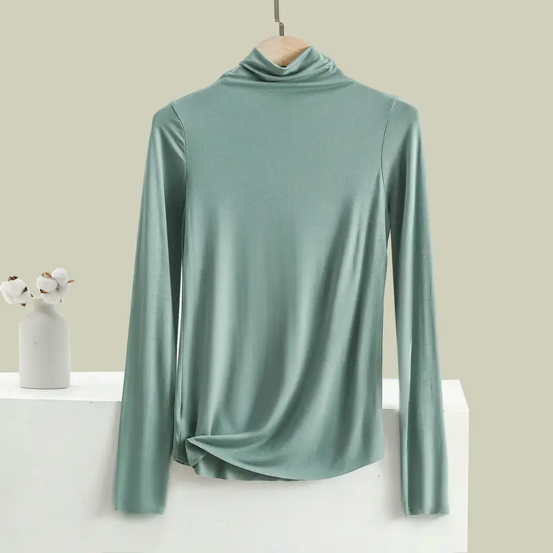 Men Blue High Neck Long Sleeve T-Shirt