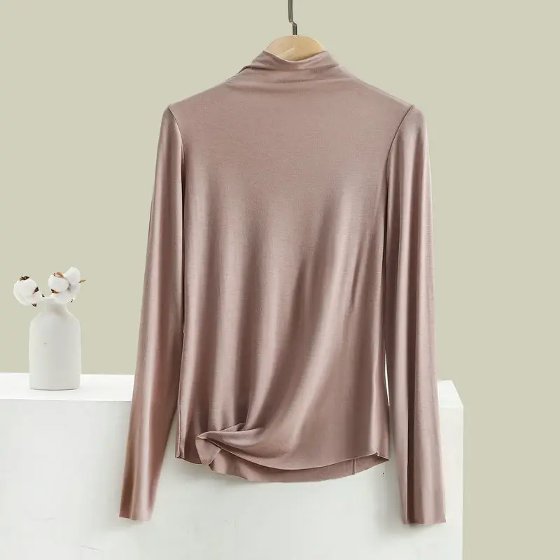 Men Blue High Neck Long Sleeve T-Shirt