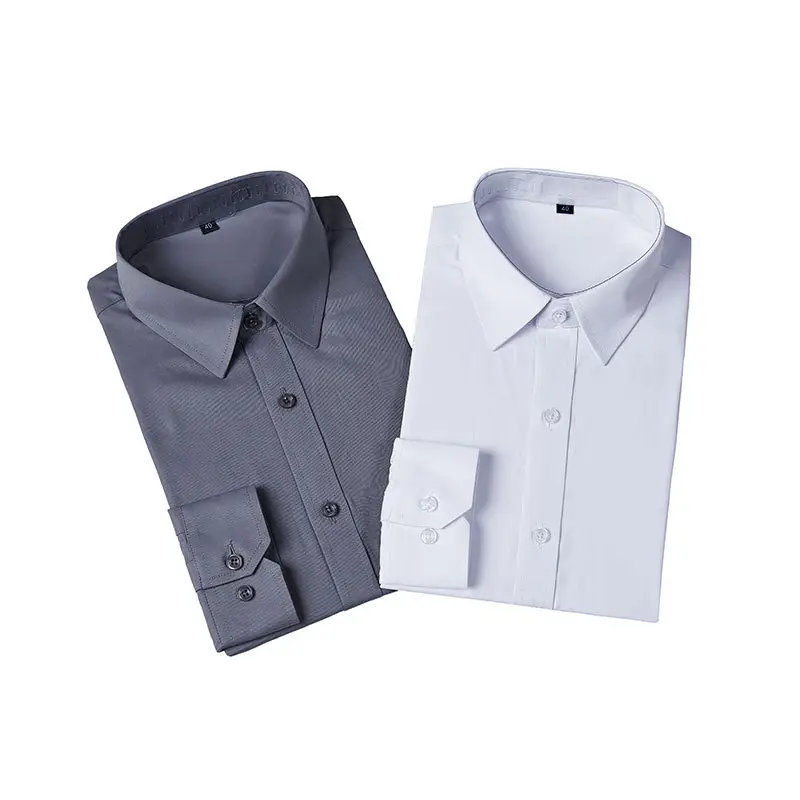 Women Long Sleeve Shirt White Embroidered LOGO Business Wear