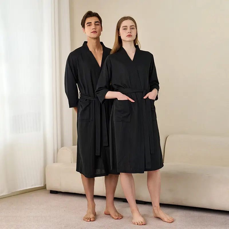 Women's Blue V-Neck Bathrobe Large Size Quick-Drying - Image 19
