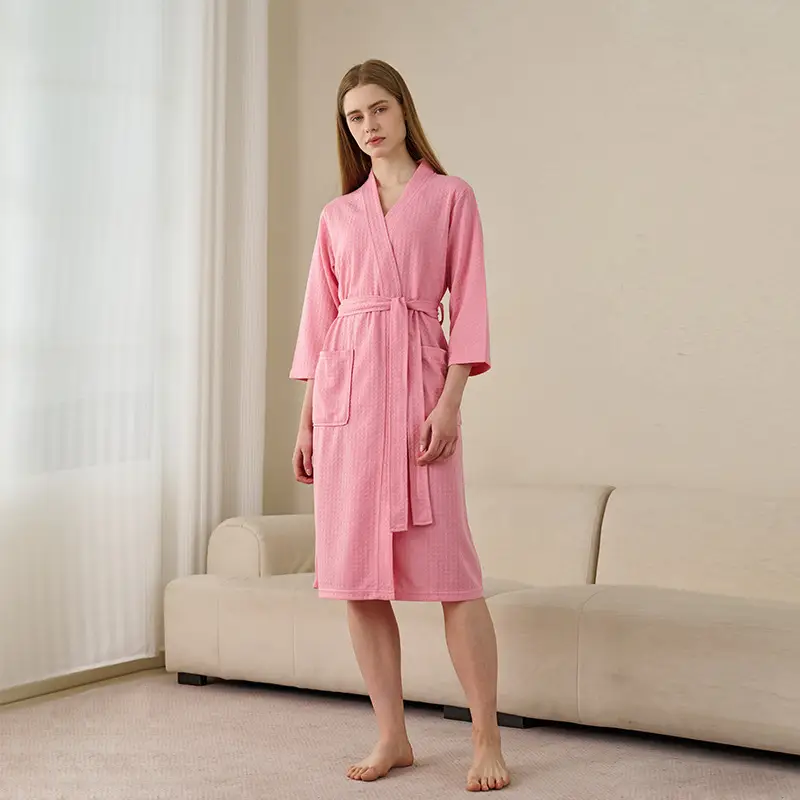 Women's Blue V-Neck Bathrobe Large Size Quick-Drying - Image 16