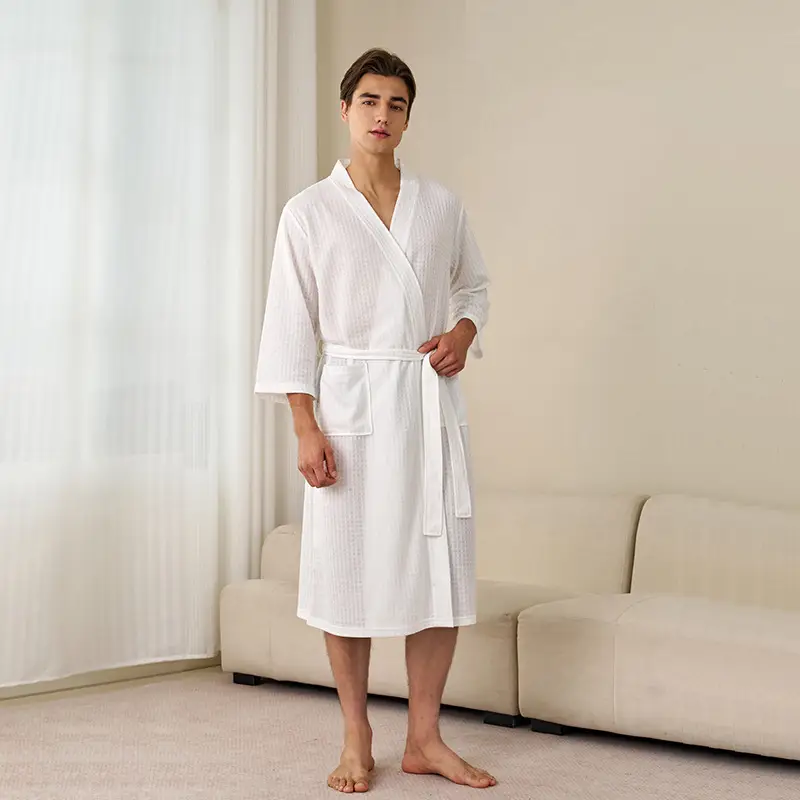 Women's Blue V-Neck Bathrobe Large Size Quick-Drying - Image 2