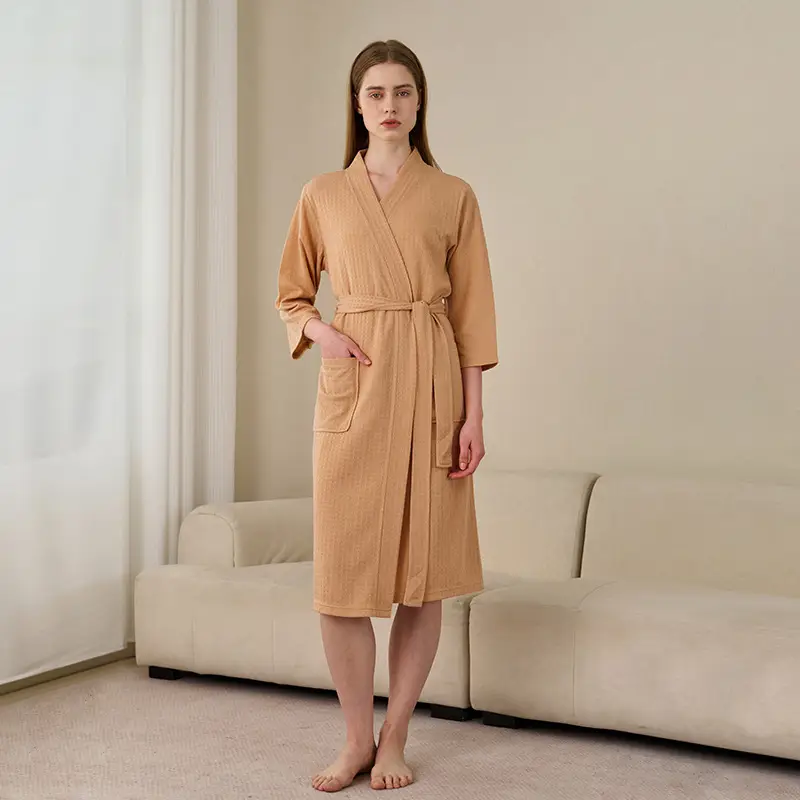 Women's Blue V-Neck Bathrobe Large Size Quick-Drying - Image 5