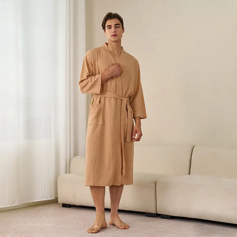 Women's Blue V-Neck Bathrobe Large Size Quick-Drying - Image 6