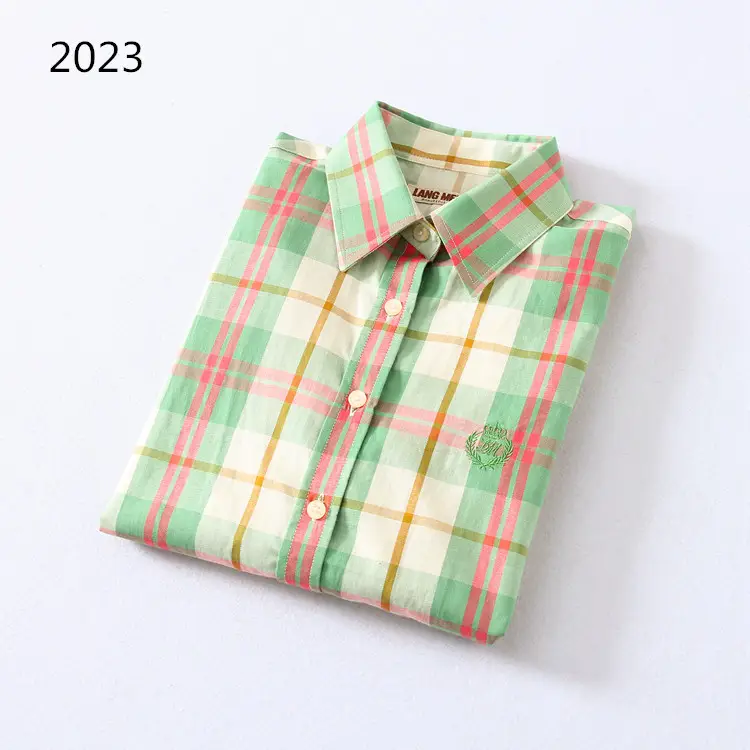 2023 Cotton Plaid Lapel Shirt Women's Easiest Fit - Image 19