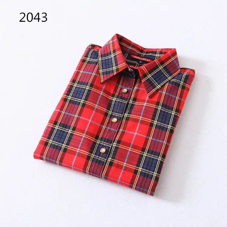 2023 Cotton Plaid Lapel Shirt Women's Easiest Fit - Image 21