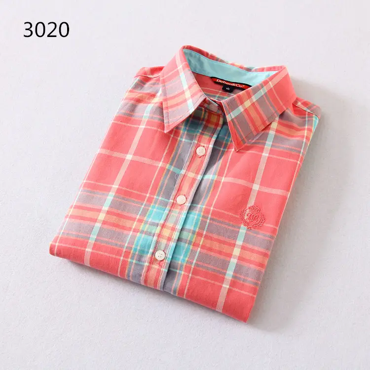 2023 Cotton Plaid Lapel Shirt Women's Easiest Fit - Image 22