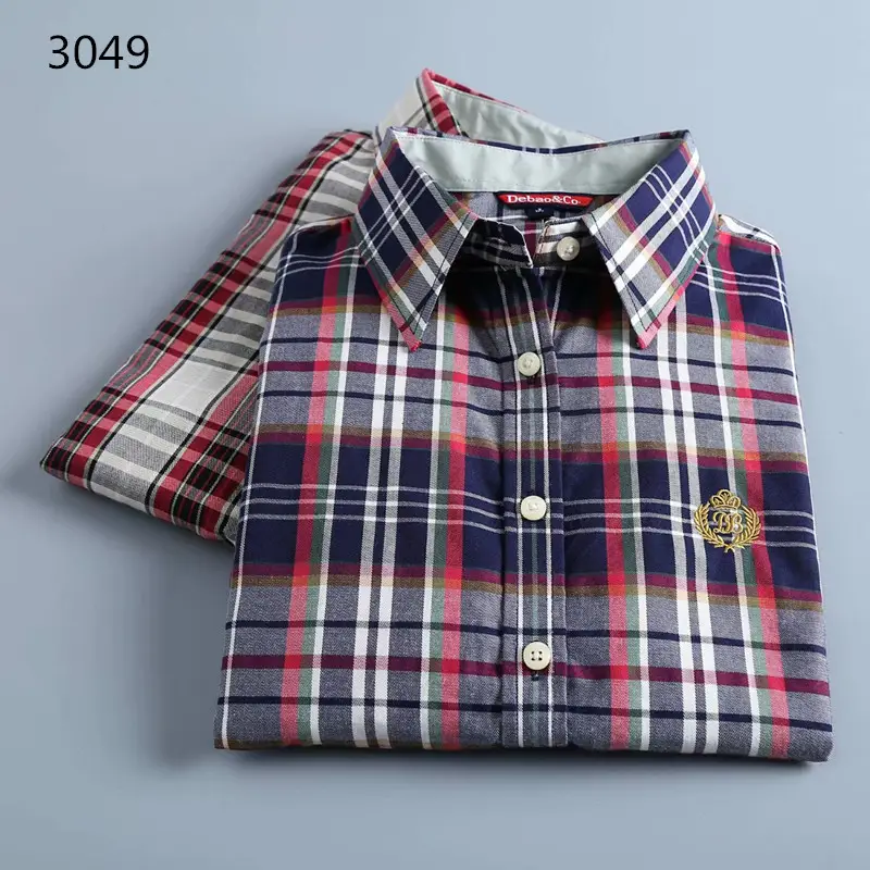 2023 Cotton Plaid Lapel Shirt Women's Easiest Fit - Image 24