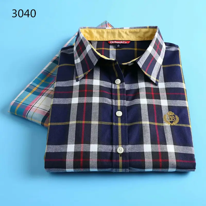 2023 Cotton Plaid Lapel Shirt Women's Easiest Fit - Image 26