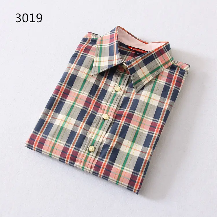 2023 Cotton Plaid Lapel Shirt Women's Easiest Fit - Image 3