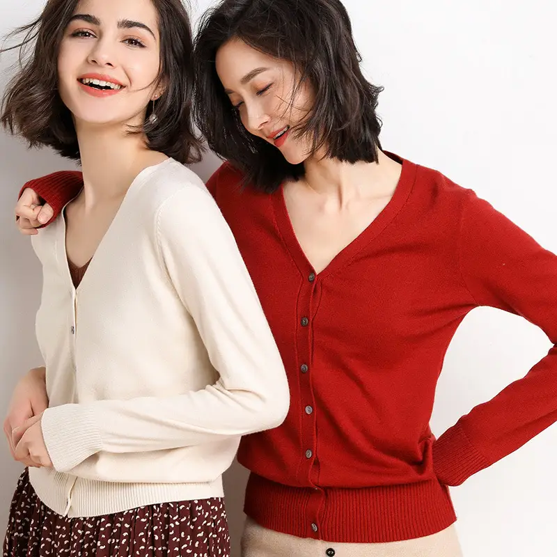 Women's Pink Knitted Cross-Border Cardigan Sweater Large - Image 15