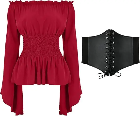 Red Long Sleeve Bra Top with Lace Up Back - Image 9