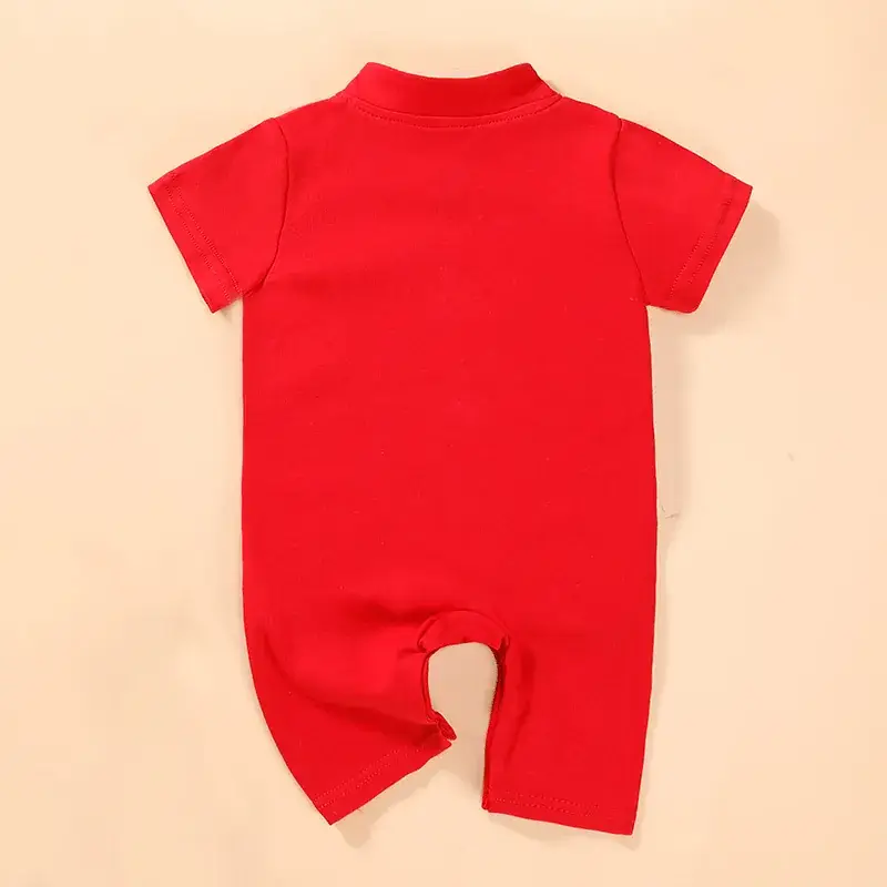 Red Chinese Tang Design Baby One Year Old Outfit