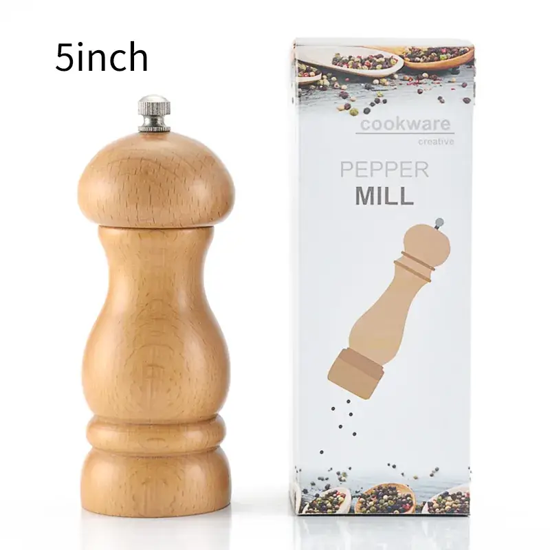 5inch Manual Beech Wood Pepper Grinder - Image 2