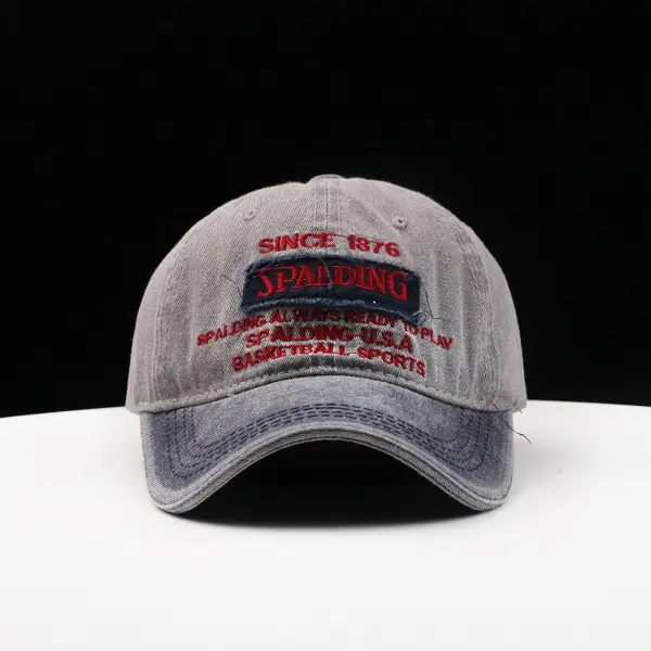 Men's Grey Baseball Cap with Red Embroidery - Image 7