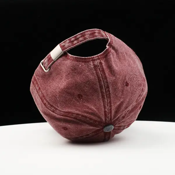 Men's Grey Baseball Cap with Red Embroidery - Image 8